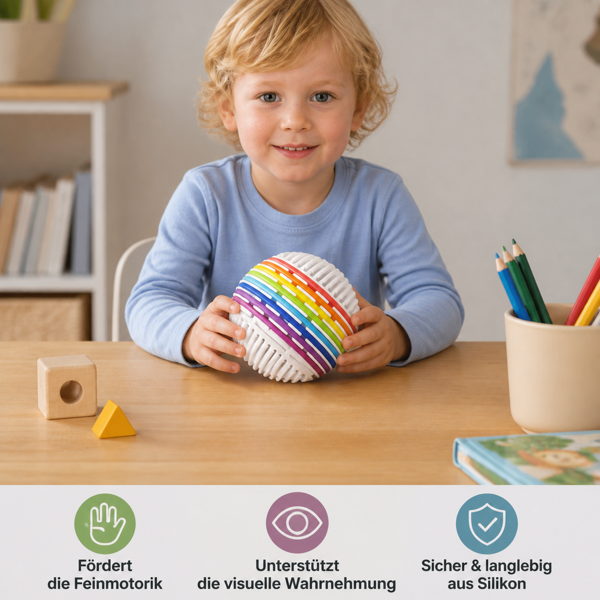 Montessori Sensorik-Ball – Farblern- & Motorikspiel aus Silikon