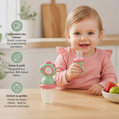 Baby-Fruchtsauger – Silikon Beißring mit Druckmechanismus