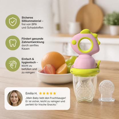 Baby-Fruchtsauger – Silikon Beißring mit Druckmechanismus