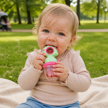 Baby-Fruchtsauger – Silikon Beißring mit Druckmechanismus