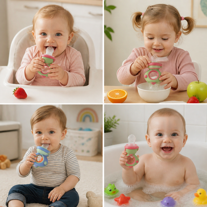 Baby-Fruchtsauger – Silikon Beißring mit Druckmechanismus