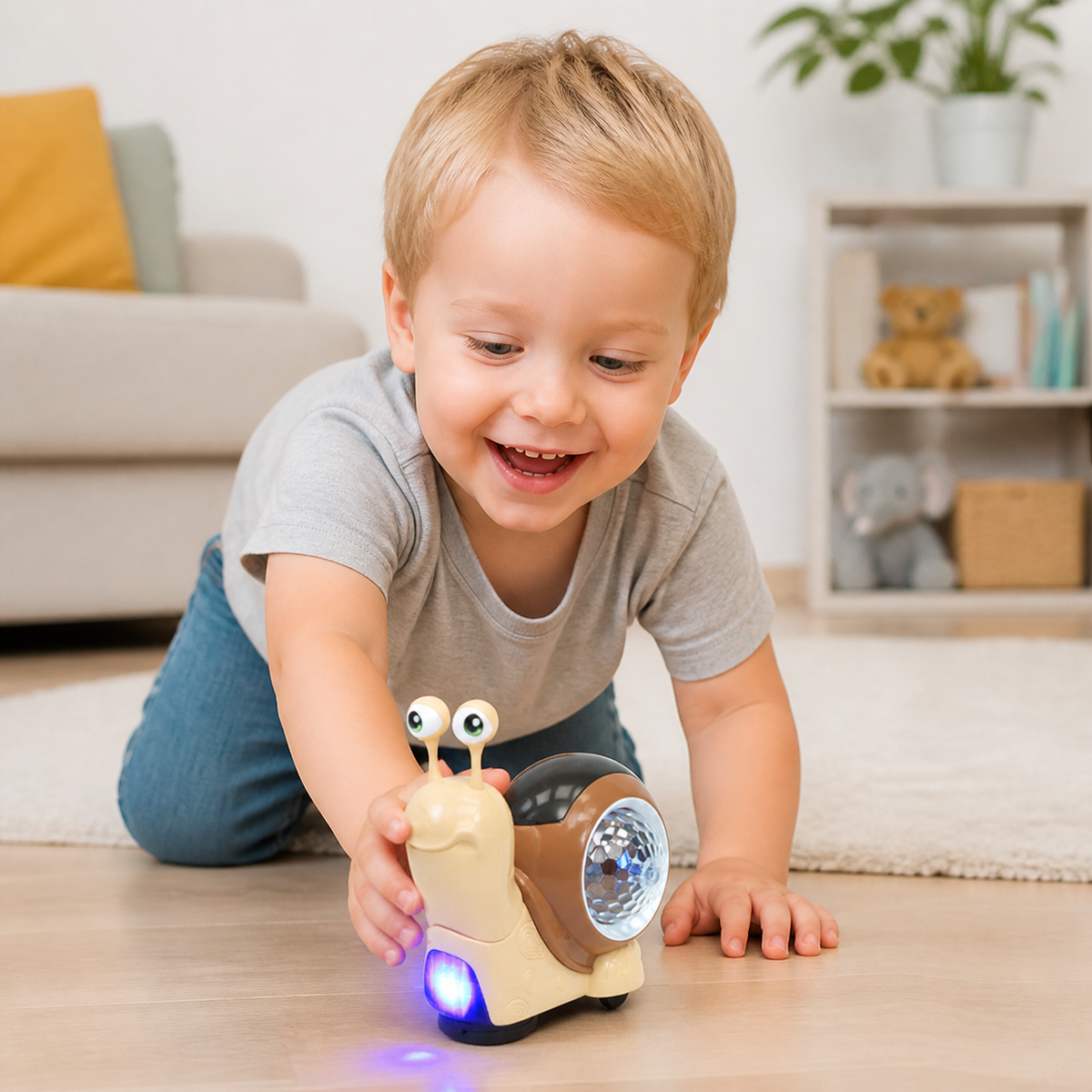 Leuchtende und Musik Spielende Schnecke Krabbelspielzeug