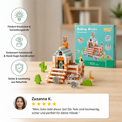 Montessori Holz-Baustein Set – Natürliches Stapel- und Konstruktionsspielzeug
