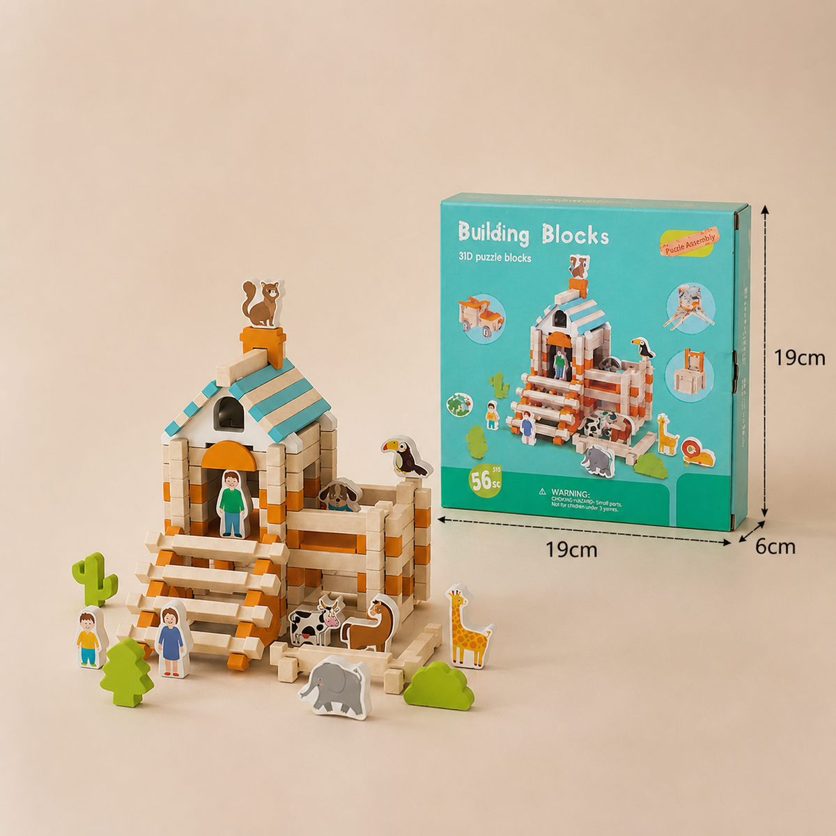 Montessori Holz-Baustein Set – Natürliches Stapel- und Konstruktionsspielzeug