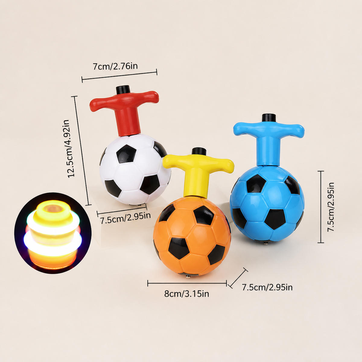 Leuchtender LED Fußball Kreisel
