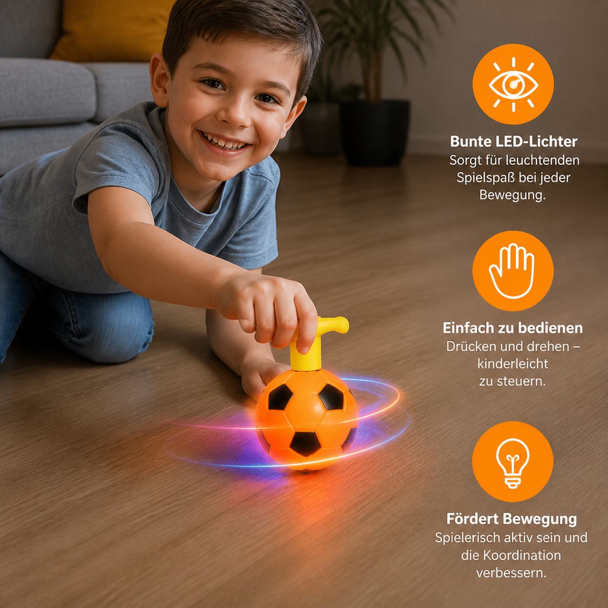 Leuchtender LED Fußball Kreisel