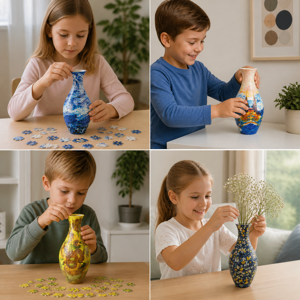 Edle 3D Puzzle Vase - Verwendbar für echte Blumen