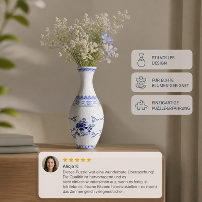 Edle 3D Puzzle Vase - Verwendbar für echte Blumen