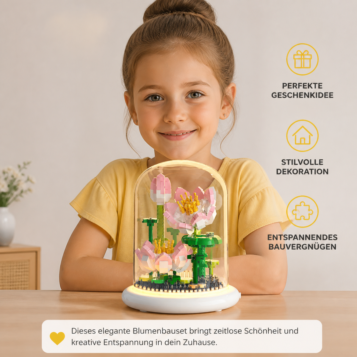 Edle Baustein Blume im Glas