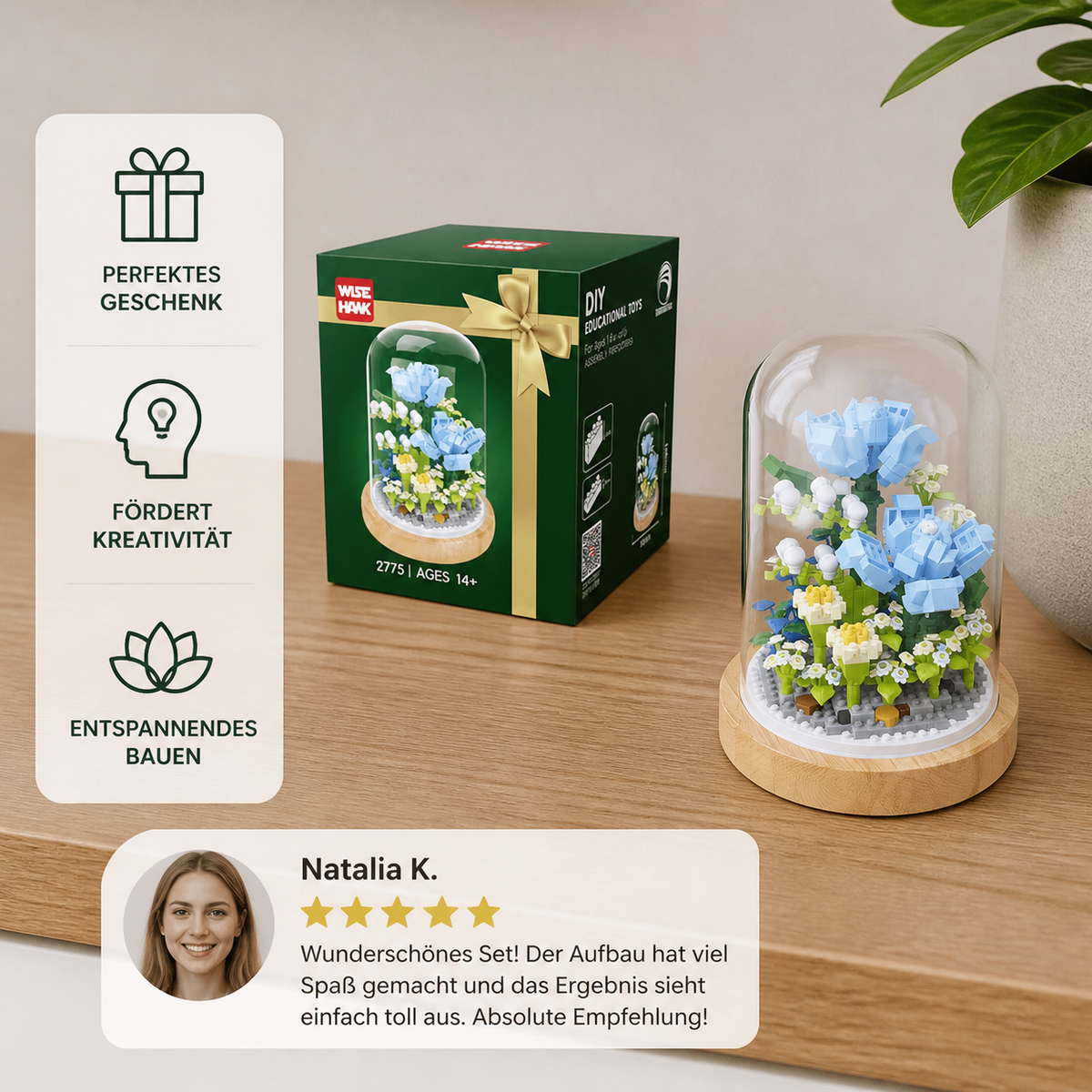 Edle Baustein Blume im Glas