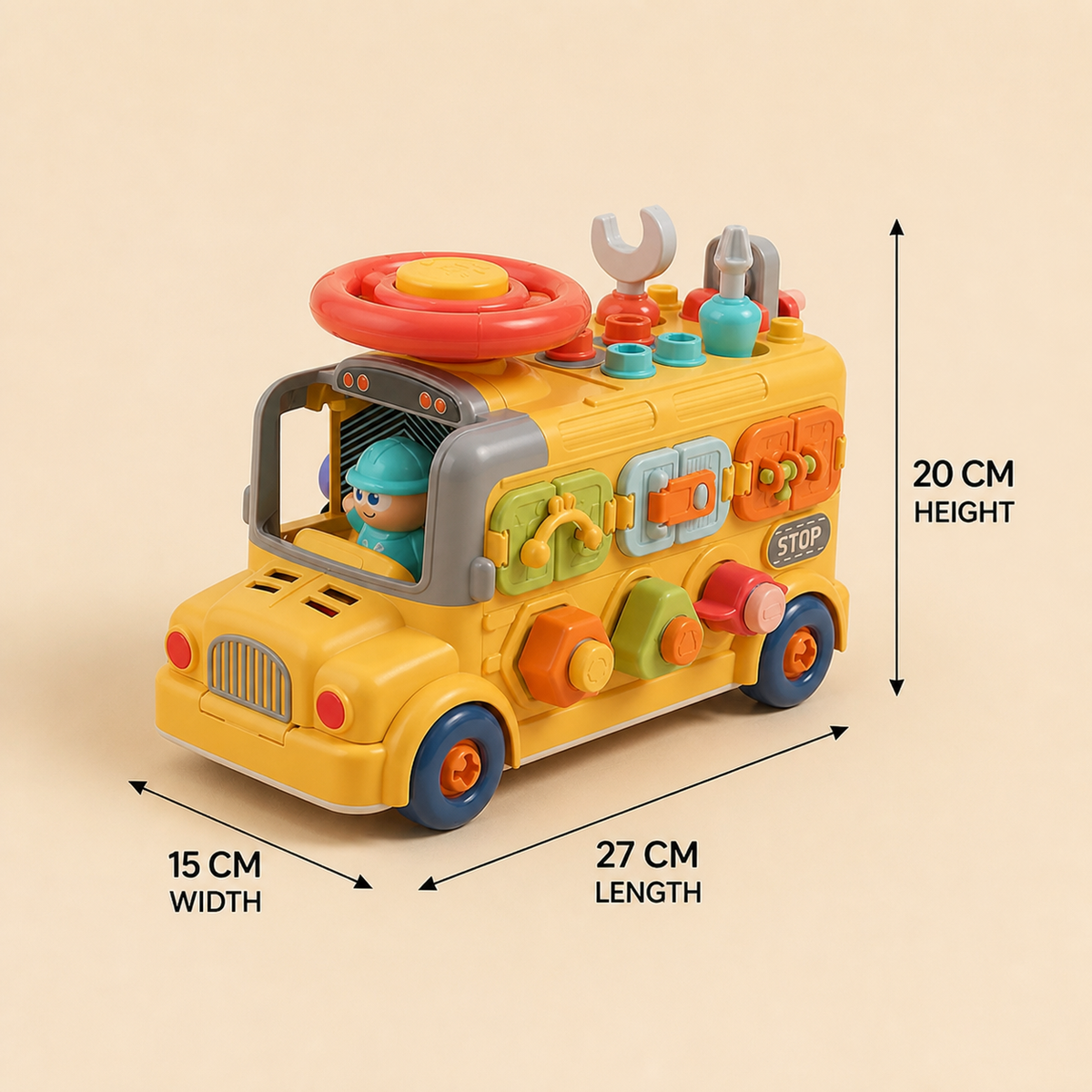 7in1 Montessori Schraubbus – Bau- & Motorik Lernspielzeug zum Zerlegen und Zusammenbauen
