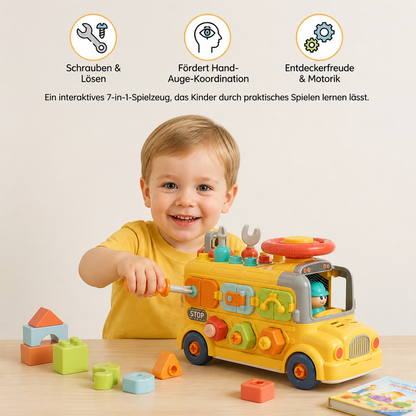 7in1 Montessori Schraubbus – Bau- & Motorik Lernspielzeug zum Zerlegen und Zusammenbauen