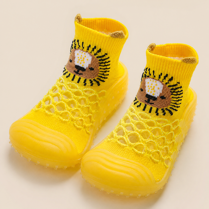 Barfuß-Sockenschuhe für Babys mit Tiermotiven