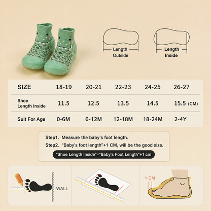 Barfuß-Sockenschuhe für Babys mit Tiermotiven
