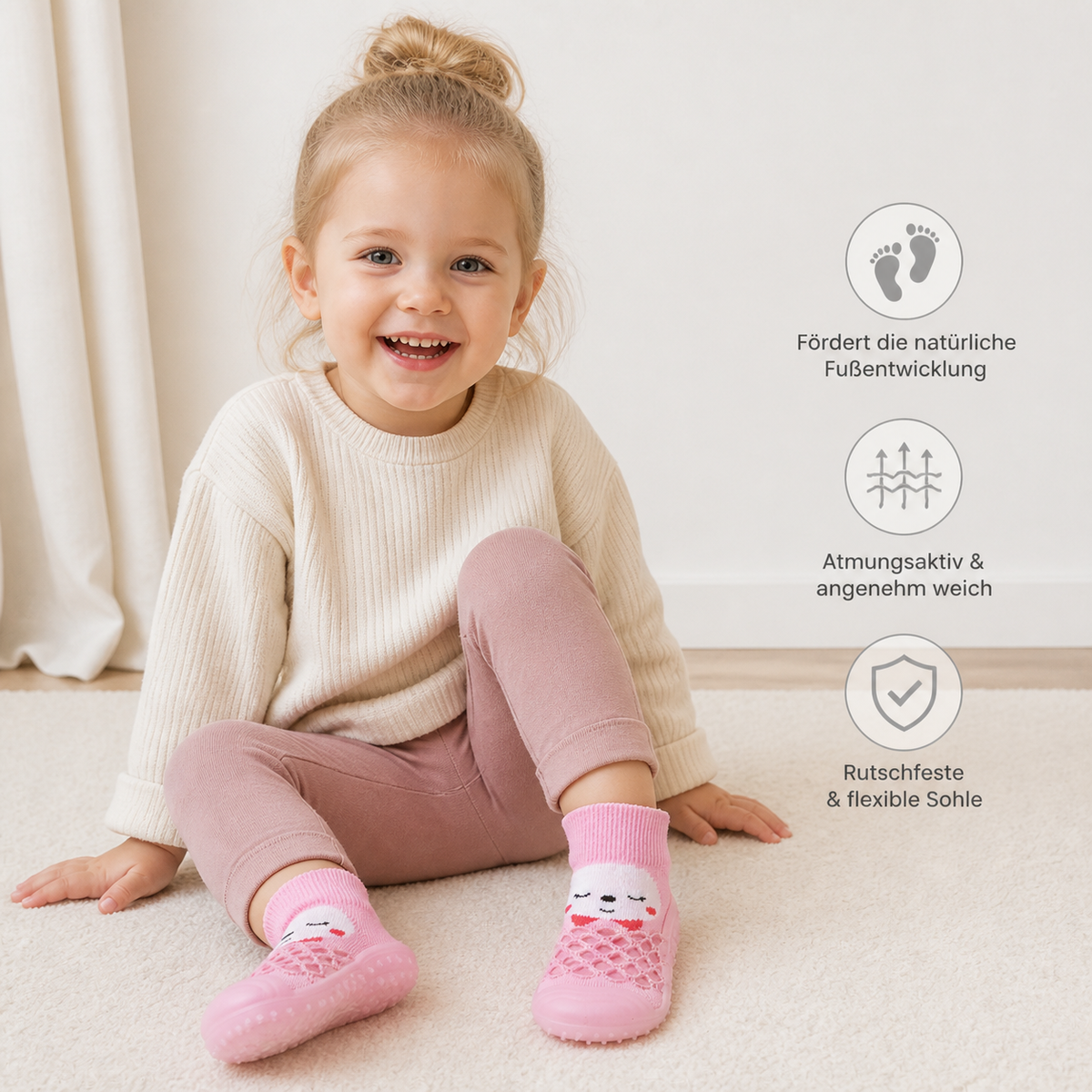 Barfuß-Sockenschuhe für Babys mit Tiermotiven