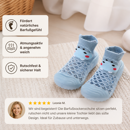 Barfuß-Sockenschuhe für Babys mit Tiermotiven