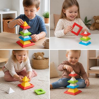 Montessori-Pyramide aus Bausteinen