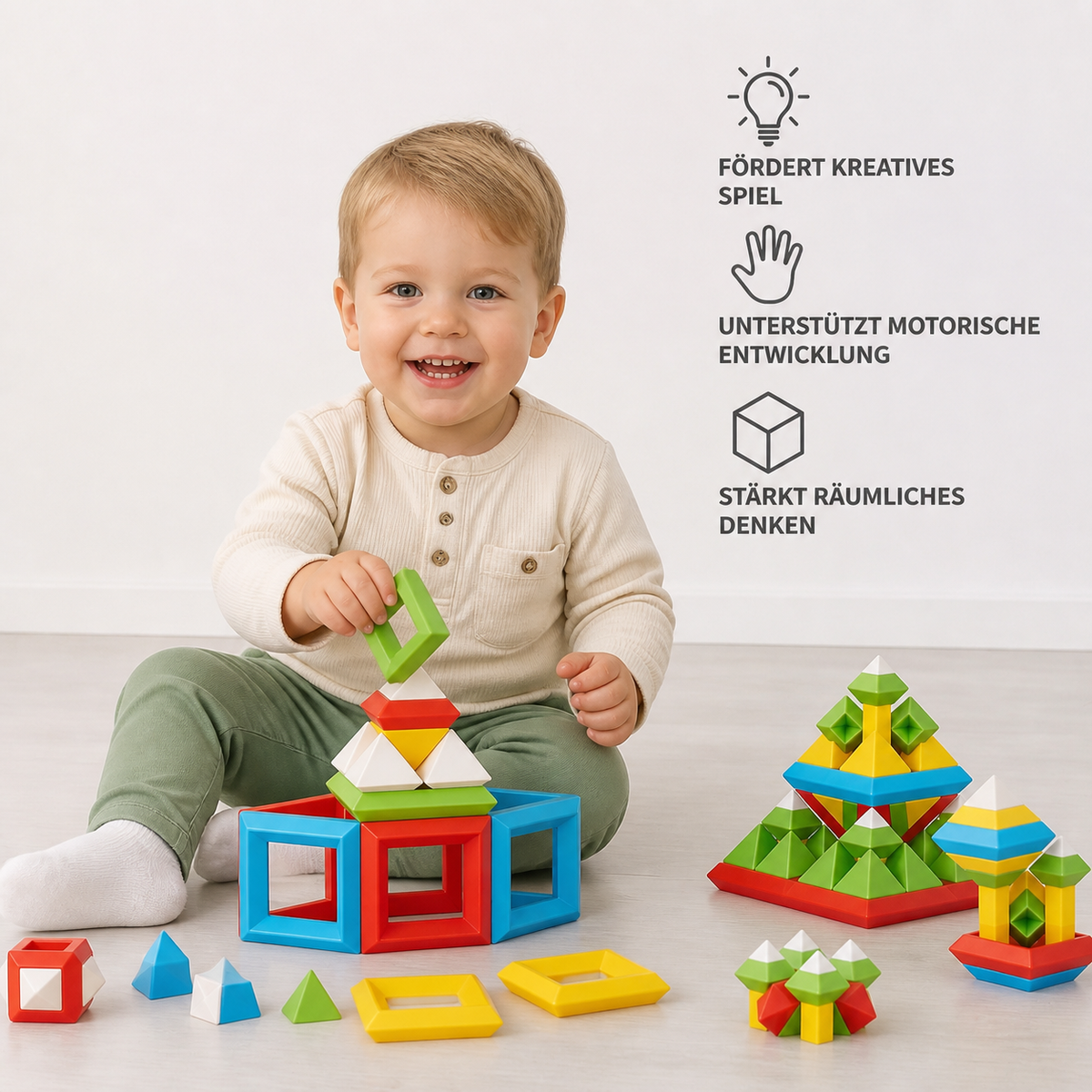 Montessori-Pyramide aus Bausteinen