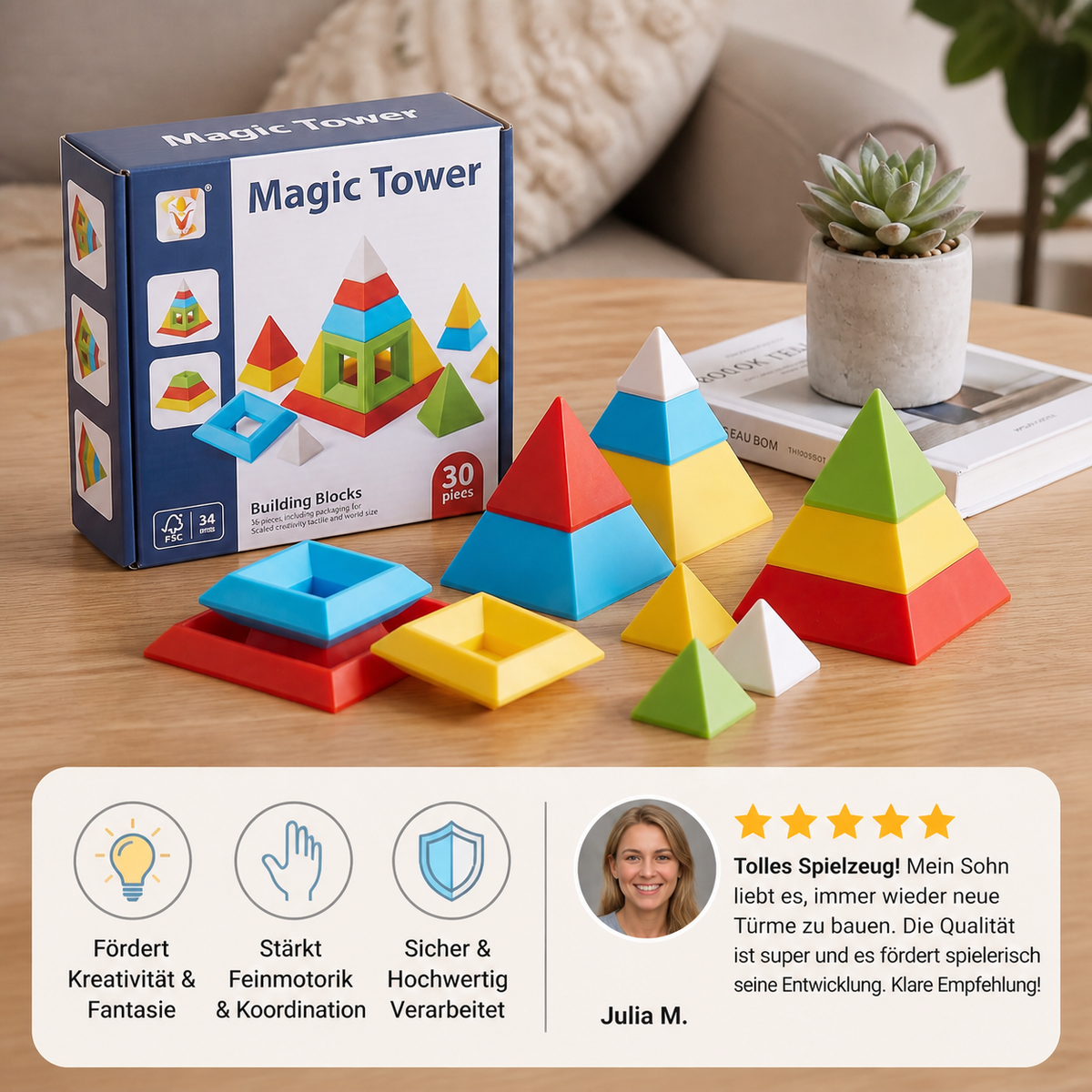 Montessori-Pyramide aus Bausteinen