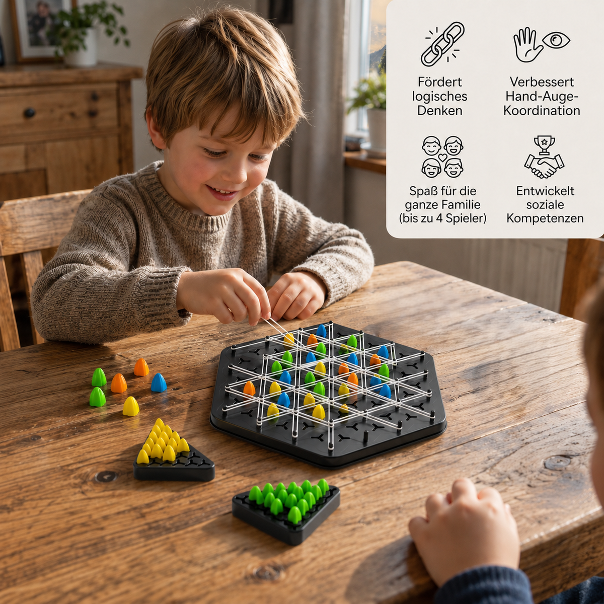 Rubber band triangle cAGummiband-Dreiecksspiel – Strategisches Familienspiel für Groß und Kleinhess family game