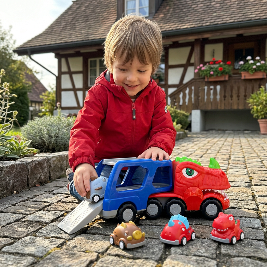 Spielzeugset „Dinosaurier-Transporter“ mit Mini-Dino-Autos