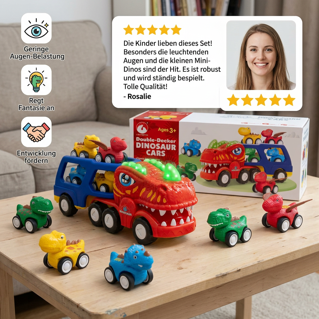 Spielzeugset „Dinosaurier-Transporter“ mit Mini-Dino-Autos
