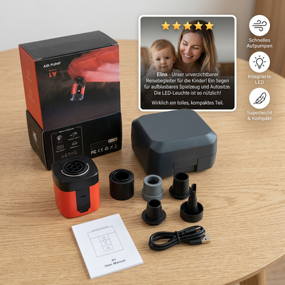 Tragbare Mini-Luftpumpe mit LED-Licht – schnelles Aufpumpen und Ablassen