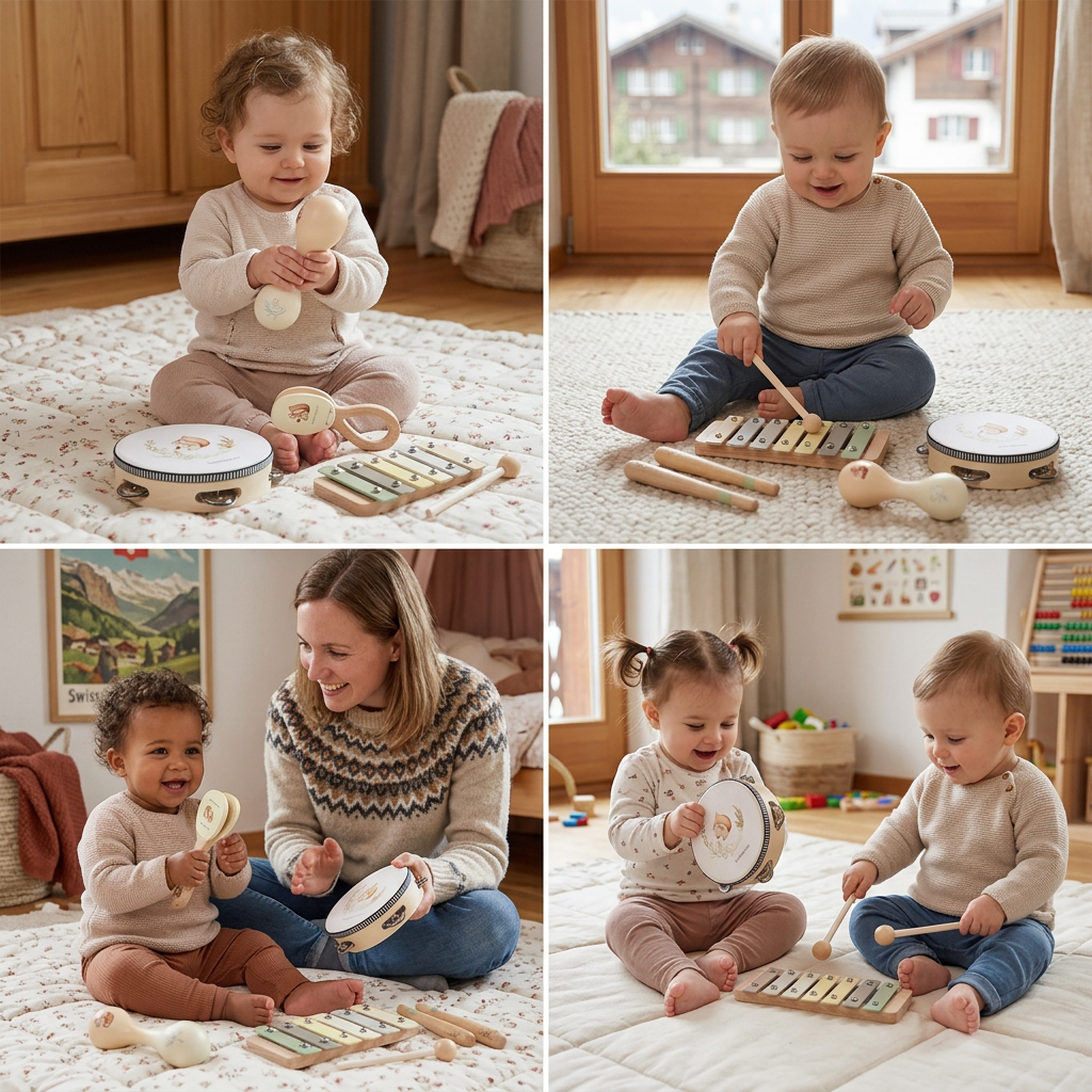 Montessori Holz-Musikinstrumente Set für Babys - Sensorisches & Musikalisches Lernspielzeug