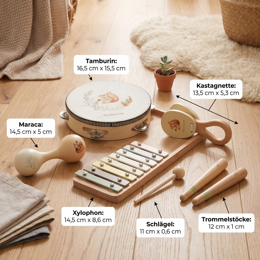 Montessori Holz-Musikinstrumente Set für Babys - Sensorisches & Musikalisches Lernspielzeug