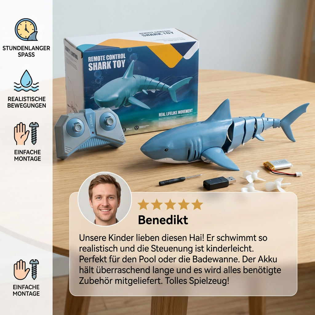 Ferngesteuerter Wasserhai – RC Schwimmroboter für Kinder