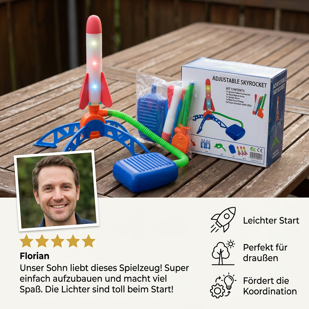 Raketenwerfer für Kinder mit Fußpumpe – blitzschnelles, luftbetriebenes Outdoor-Spielzeug