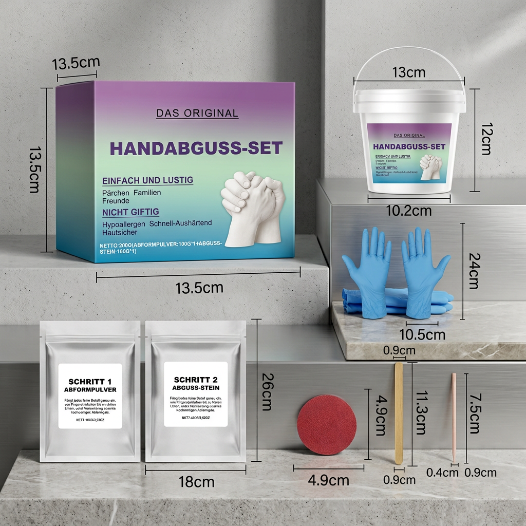 3D-Handabdruck-Gießset für Familien & Paare – Erinnerungsset
