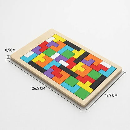 Pädagogisches Holz-Tangram-Puzzle – Buntes Montessori-Lernspielzeug für Kinder