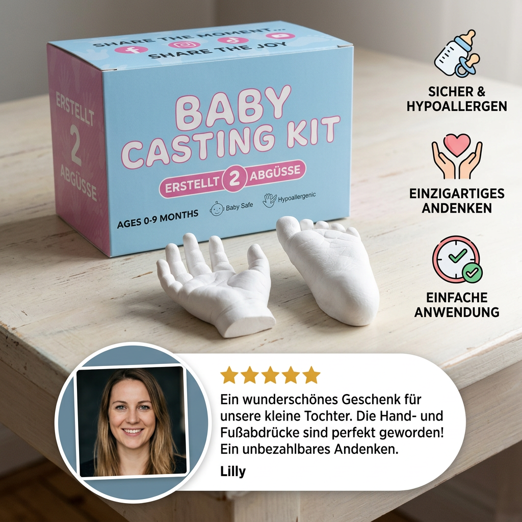 Baby-Hand- und Fußabdruck-Set – Erinnerungsset für Neugeborene & Eltern