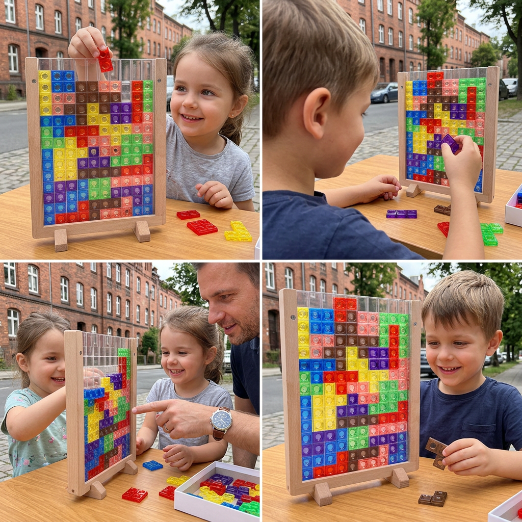 3D-Farbblock-Puzzle mit Holzrahmen – Montessori-Lernspielzeug für Kinder