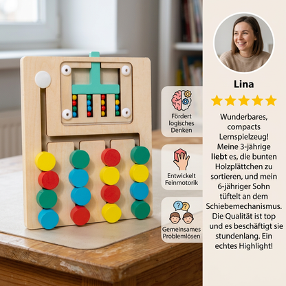Vierfarbiges Logik-Sortierspiel aus Holz – Montessori-Lern- und Denkspielzeug für Kinder