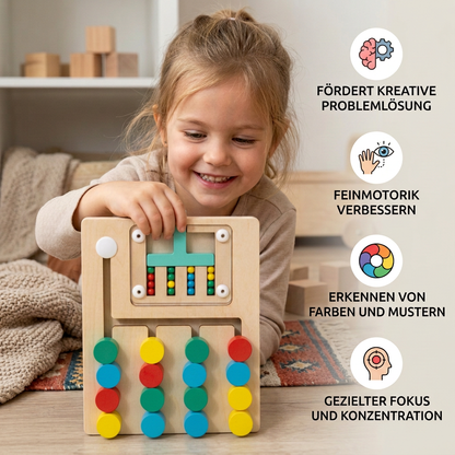 Vierfarbiges Logik-Sortierspiel aus Holz – Montessori-Lern- und Denkspielzeug für Kinder