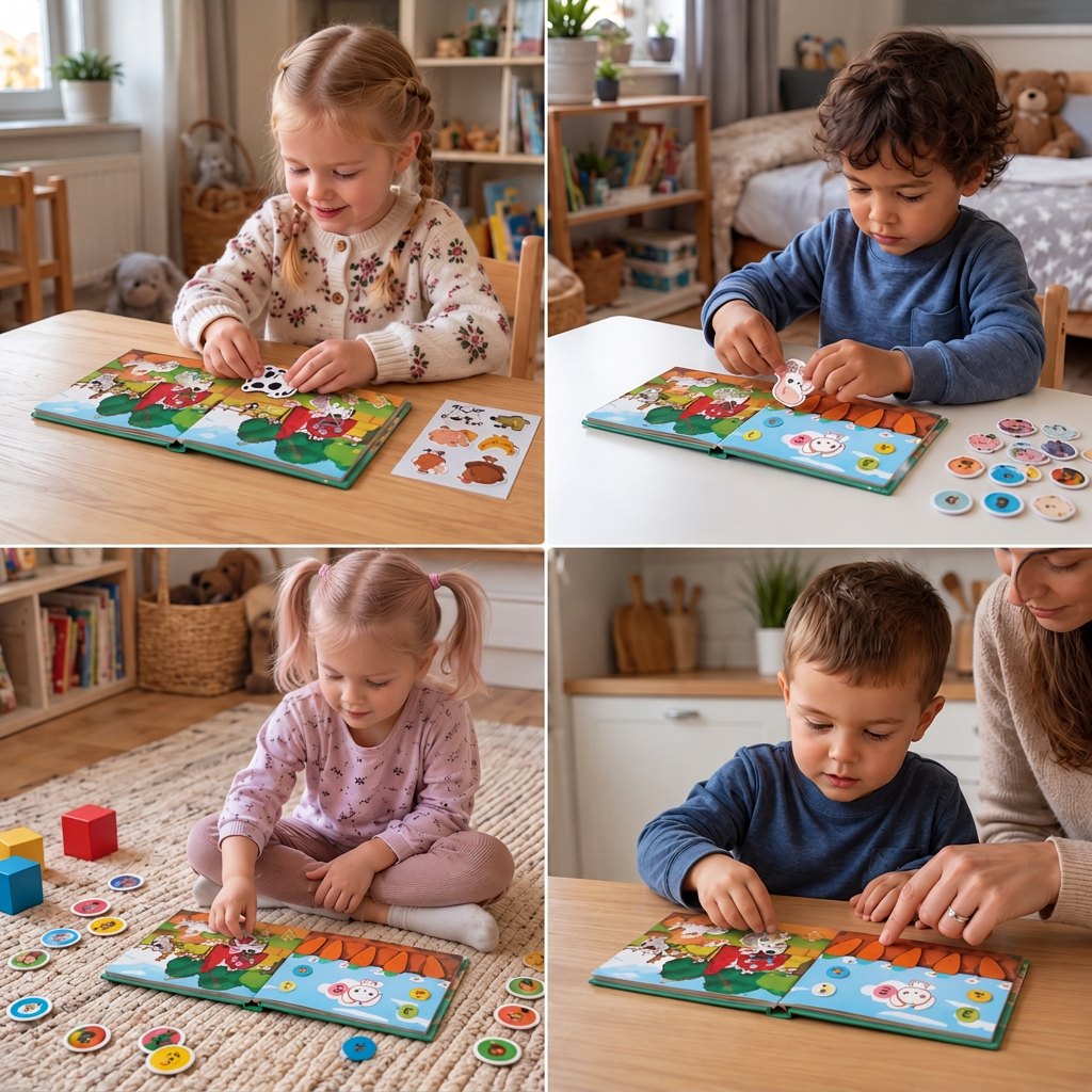 Montessori Sticker-Buch für Kinder – Wiederverwendbares Lern- & Beschäftigunsbuch