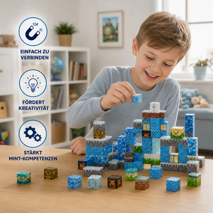 100-teiliges Magnetbaustein-Würfelset – Montessori-MINT-Konstruktionsspielzeug für Kinder