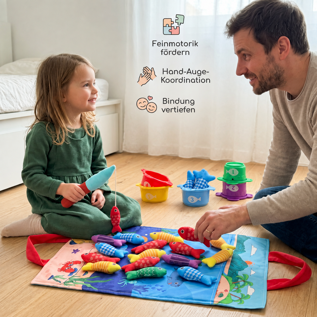 Montessori-Plüsch-Angelspiel zur Förderung der Eltern-Kind-Bindung