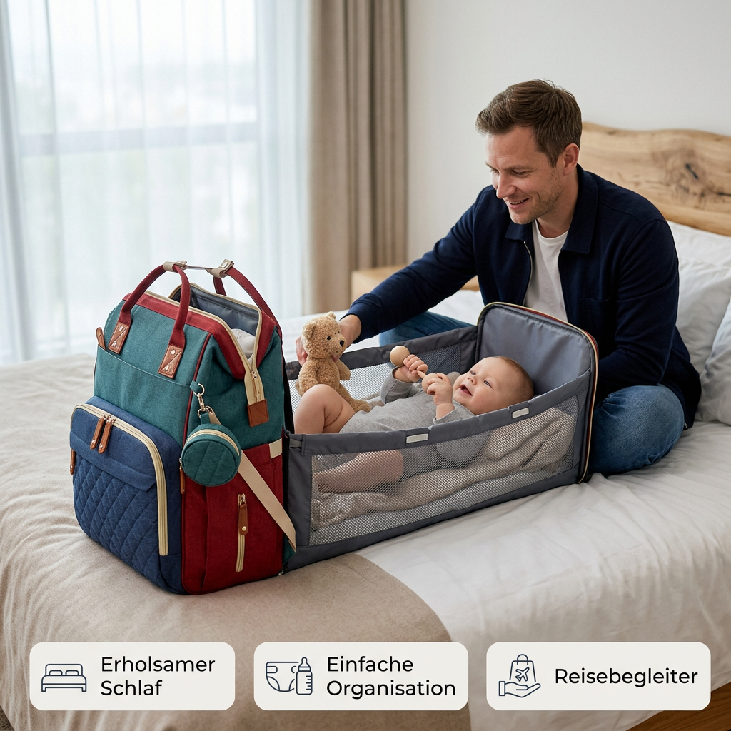 Multifunktionaler Baby-Wickelrucksack mit Schlafplatz