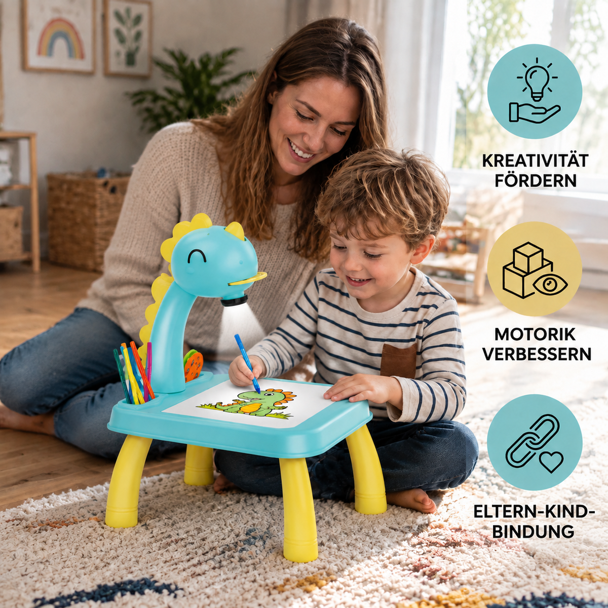 Kreativer Zeichentisch mit Projektor