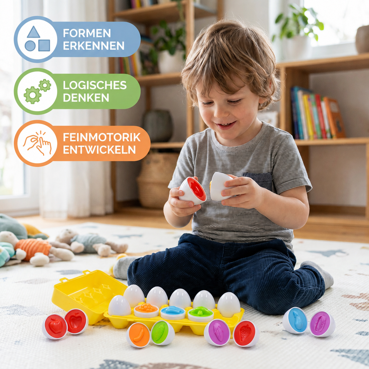 Montessori-Eier mit Formen und Farben
