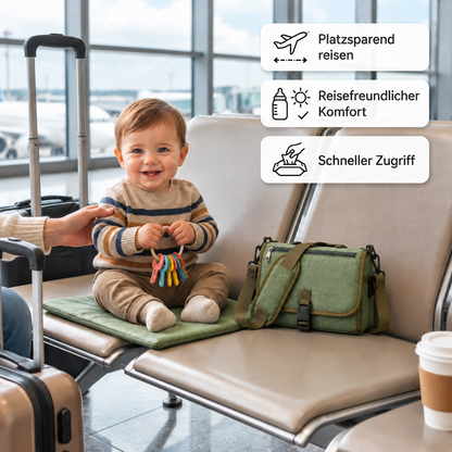 Kompakte Wickelunterlage mit Taschen für unterwegs