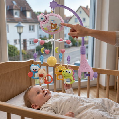 Musikalisches Babybett-Mobile mit Rasselspielzeug
