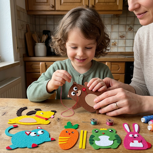 Sicheres DIY-Filztiere-Nähset für Kinder