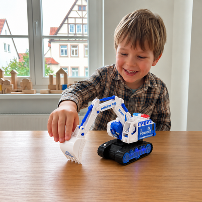 Transformierender Polizei-Roboter-Bagger mit Licht & Sound