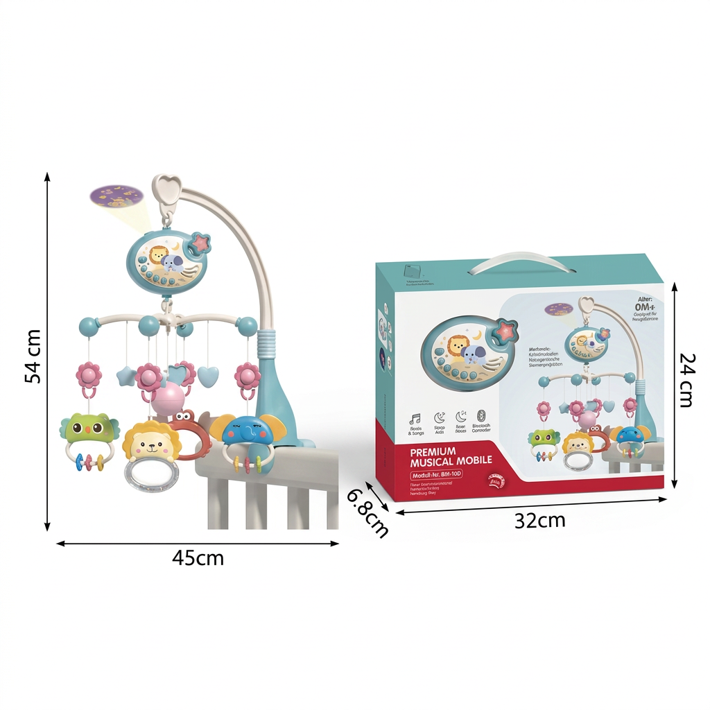 Musikalisches Babybett-Mobile mit Rasselspielzeug