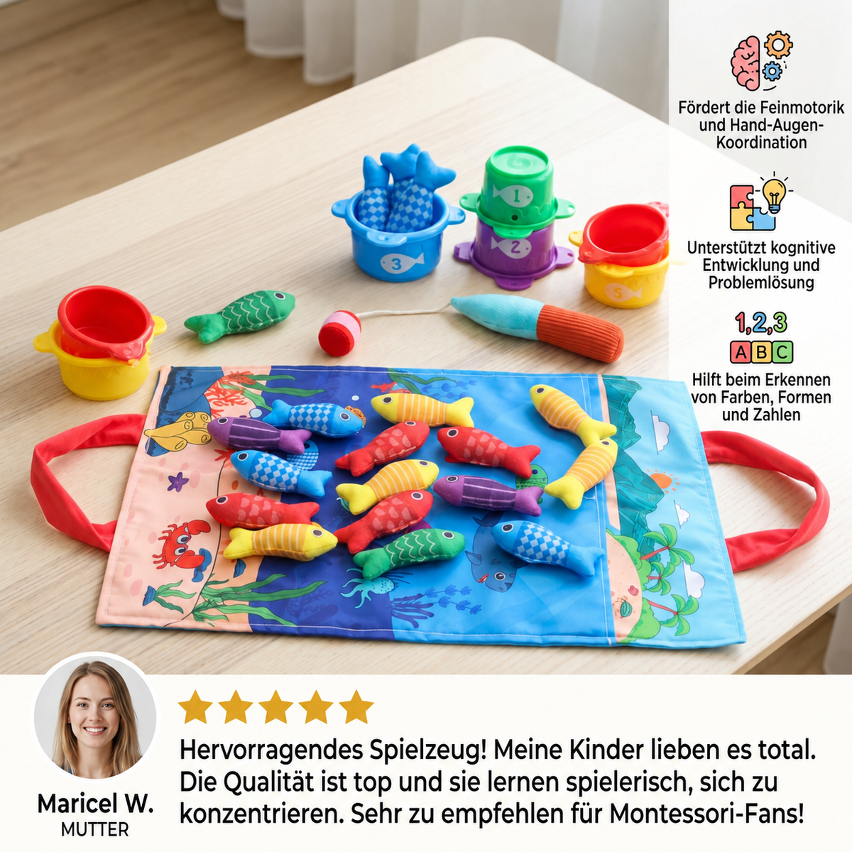 Montessori-Plüsch-Angelspiel zur Förderung der Eltern-Kind-Bindung