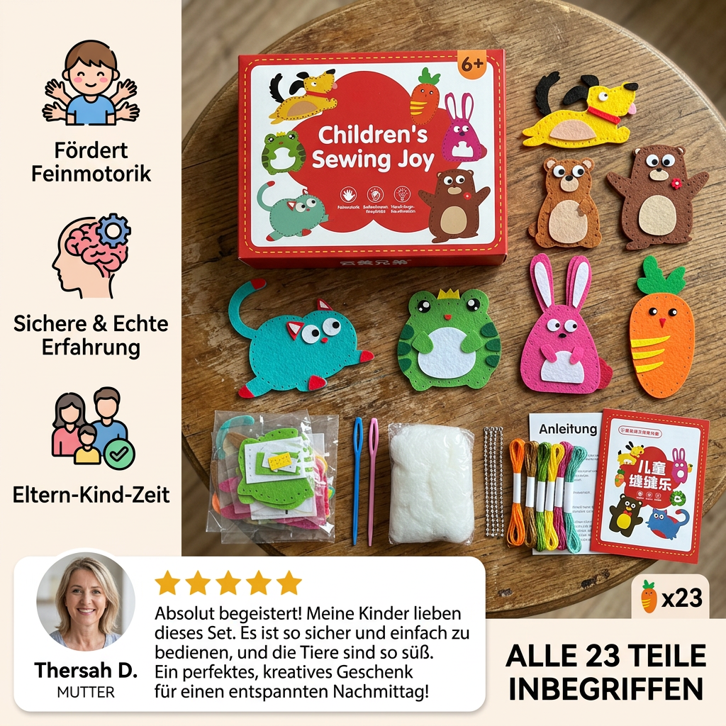 Sicheres DIY-Filztiere-Nähset für Kinder